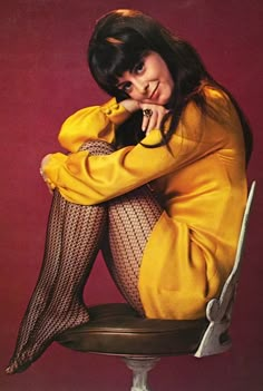 Cute in Yellow satin 1960s Tights, 60s Editorial, 60s 70s Fashion, 70’s Fashion, Swinging Sixties, Sixties Fashion, Retro Mode, Fishnet Stockings, 1960s Fashion