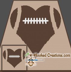 a cross stitch pattern with a heart and footballs on it, in the shape of a dog's head