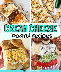 several different types of cream cheese board recipes