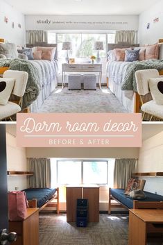 the dorm room decor before and after