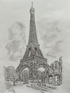 a drawing of the eiffel tower in paris