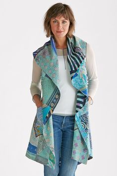 Kantha Vest, Kantha Quilting, Mieko Mintz, Patchwork Vest, Mode Tips