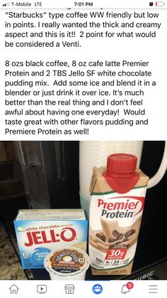 a bottle of jello next to a carton of yogurt