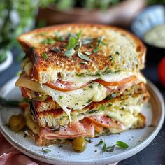 a grilled cheese and tomato sandwich on a plate