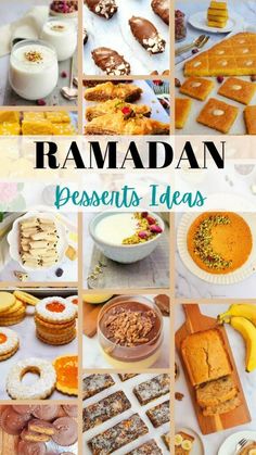 many different types of desserts and pastries are shown with the words raman on them