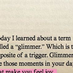 a piece of paper with the words today i learned about a term called a gimmer which is the opposite part of a trigger