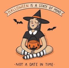 a woman sitting on the ground with a pumpkin in her lap, wearing a witches hat