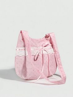 Sugar & Spice: Adorable Bow Decor Foldable Shoulder Bag in Blushing Pi Cute Pink Bags For Spring, Pink Shoulder Bag For Gift, Feminine Pink Shoulder Bag As Gift, Feminine Pink Shoulder Bag With Adjustable Strap, Pink Bow Bag For Daily Use, Cute Bag With Bow For Gift, Cute Everyday Bags With Bow Detail, Cute Everyday Bags With Bow, Cute Everyday Bag With Bow