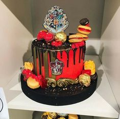 a harry potter themed cake on display in a store