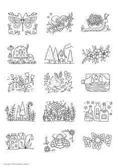 hand drawn doodles depicting different types of things to draw in the style of christmas trees