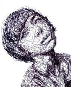 a drawing of a woman's head and shoulders