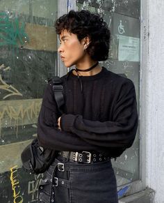 Masculine Women Faceclaim, Gender Envy Aesthetic, Queer Hair, Curly Hair Tips, Cut My Hair, Short Curly Hair, Fashion Fits, Edgy Outfits, New Hair