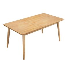 a wooden table with two legs and a square shaped top on an isolated white background