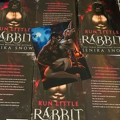 the book covers for run little rabbit are laying on top of each other in front of a pile of books