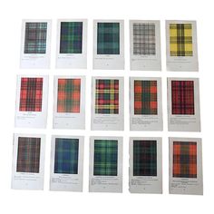 nine different tartans are arranged in the same pattern as each one is shown