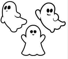 three ghost coloring pages for kids