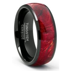 red and black ceramic ring with an elephant print inlay