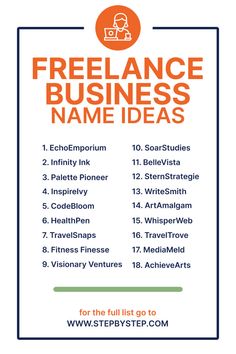 Freelance Business Name Ideas Online Business Name Ideas, Freelance Business, Build Your Brand, Selling Online