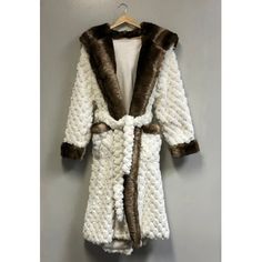 Introducing our exquisite luxury faux fur jacket robe/coat, the epitome of elegance and sophistication. This robe/coat is designed to make you look effortlessly stylish and luxurious in any setting, whether it's your daily life, wear to work, family gatherings, casual outings, dinner dates, vacations, cocktail parties, or even weddings. Its versatility makes it a perfect choice for any occasion, and it also serves as an ideal gift for your friends and family. Daily Life, Wear to Work, Family Gat Luxury Cream Fur Coat With Faux Fur Lining, Elegant Winter White Fur Coat With Faux Fur Lining, Luxury Cream Fur Coat For Winter, Elegant Cream Fur Coat With Faux Fur Trim, Elegant Winter White Faux Fur Coat, Elegant Cream Faux Fur Coat, Luxury Winter White Long Sleeve Fur Coat, White Long Sleeve Winter Robe, Cozy Long Fur Coat With Faux Fur Trim