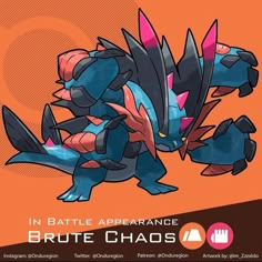 an image of a cartoon character with the words in battle apperanancee, brute chaos