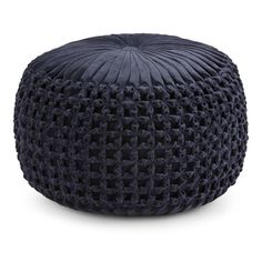 Navy Velvet Fabric | Renee Velvet Round Pouf Second Living Room Ideas, Living Dining Design, Pouf Seating, Kenwood House, Perennial Bulbs, Accent Seating, Velvet Ottoman, Contemporary Floor, Wayfair Furniture