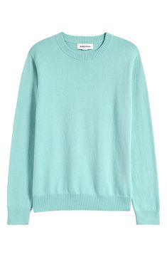 Soft, breathable cotton brings all-occasion comfort to a sweater that's knit with a touch of cashmere and sized to layer easily into your child's look-nice wardrobe. 95% cotton, 5% cashmere Machine wash, dry flat Imported Nice Wardrobe, Teal Turquoise, Crewneck Sweater, Crew Neck Sweater, How To Look Better, Cashmere, Nordstrom, Bring It On, Turquoise