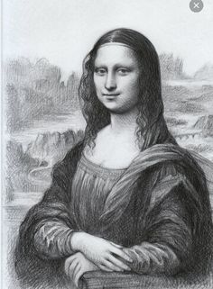 a painting of the famous monaine with blue eyes and long hair, is shown