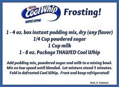 an advertisement for cold whip frosting, with instructions on how to use the product