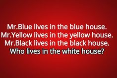 a red background with the words mr blue lives in the blue house