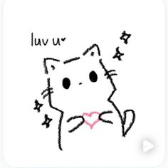 a drawing of a cat with stars on it's chest and the words luv u