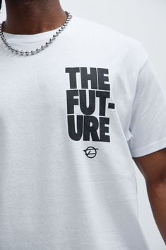 Available In White. T-Shirt Crew Neck Short Sleeve Front & Back Screen Print Disclaimer: Due To The Specialized Screen Printing Process A Difference In Saturation May Occur. Each Garment Is Unique. 100% Cotton Imported | Mens The Future Signature Short Sleeve Tee Shirt in White size 2XL by Fashion Nova Luxury Graphic Tees, Cool Shirt Prints, Minimal Streetwear Shirt Design, Men’s Shirt Designs, Athletic T Shirt Design, Sport Graphic Tee, Edgy T Shirt Design, Luxury T Shirt Design, Simple Graphic Tees Design