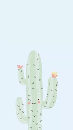 a green cactus with pink flowers on it's head and the sky in the background