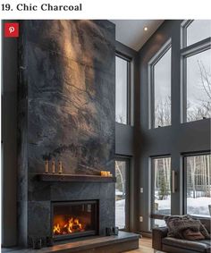 the fireplace in this living room is lit by candles