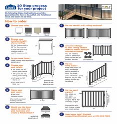 an info sheet describing the steps and railings for a deck or patio with instructions on how to install them