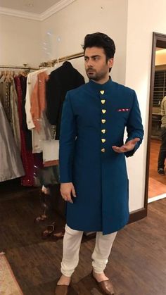 Buy Wedding Sherwani for Men Ethnic Blue Designer Traditional Prom Online in India - Etsy Wedding Dress For Men, Wedding Sherwani For Men, Casual Wedding Suit, Engagement Suits, India Fashion Men, Wedding Suits Men Black