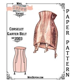 Vintage Sewing Pattern 1950s French Corselet Garter Belt Corset #2003- PAPER VERSION Corset Without Boning, Garter Belt Pattern, 1950s Lingerie, Sewing Darts, Vintage Garter, Eye Tape, Belt Corset, Paper Sewing, Corset Pattern