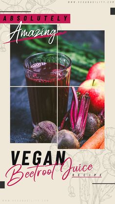 an advertisement for vegan beetroot juice