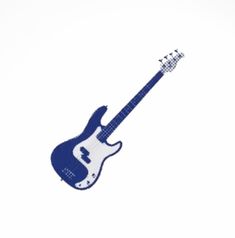 a blue and white electric guitar on a white background