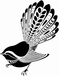 a black and white drawing of a bird