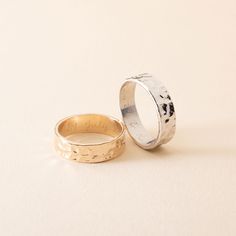 Our Personalized Hammered Band Ring is elegant yet sentimental. The beautiful hammered texture reveals your secret personalized message on the inside. Hand-engrave a special date or meaningful message.18K Champagne Gold Plated or 925 Sterling SilverWidth: 5 mm, thickness: 1 mmPlease note that this ring is a little smallHand-engraved in our Paris workshopSent with love in a complimentary gift boxAny slight variations in lettering depth, spacing and alignment from the examples shown are part of th Hammered Band, Casual Jewelry, Meaningful Messages, Champagne Gold, Engraved Rings, Hand Engraving, Promise Rings, Band Ring, Band Rings