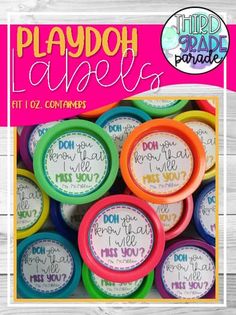 playdoh labels with words and phrases on them