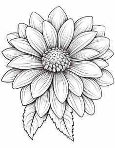 a black and white drawing of a large flower