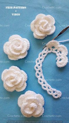 crochet flowers are being used to make the flower headbands and hair clips