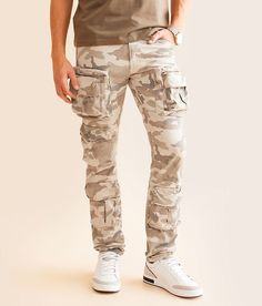 Smoke Rise® Slim Taper Stretch Cargo Camo Jean - Blue 38/34, Men's Khakicamo Slim fit jean Comfort stretch fabric Tapered from knee to hem Mid-rise 13 1/2 bottom opening Pieced back pockets Zip fly. 97% Cotton 3% Elastane. Machine wash cold with like colors. Do not bleach. Tumble dry low. Cool iron if needed. Apparel & Accessories > Clothing > Pants Camo Jeans, Slim Fit Jeans, Mens Jeans, Apparel Accessories, Stretch Fabric, Camo, Slim Fit, Outfit Accessories, Pants