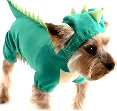 Dog Dinosaur Halloween Costume Dog Dinosaur Costume, Costume Dinosaure, Funny Dog Clothes, Dinosaur Halloween Costume, Dinosaur Halloween, Puppy Coats, Pet Dragon, Dinosaur Costume, Pet Halloween Costumes