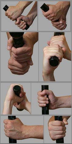 several different images of hands holding something in one hand and pointing it at the other