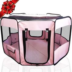 ToysOpoly #1 Premium Pet Playpen – Large 45” Indoor/Outdoor Cage. Best Exercise Kennel for Your Dog, Cat, Rabbit, Puppy, Hamster or Guinea Pig. Portable Fabric Pen for Easy Travel Pink Dog Crate, Puppy Pen, Puppy Kennel, Pink Pet, Cat Rabbit