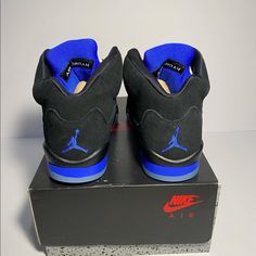 Nike Air Jordan 5 “Racer Blue” Gs Size 4y - 5.5 W Follow @Shoe.Lance On Instagram Air Jordan 11 Retro Navy Blue, Black Blue Nike Shoes, Air Jordan 5 Racer Blue, Racer Blue Jordans, Jordan 1 Mid Women, Jordan 12 Black, Nike Air Jordan 5, Jordan Ones, Grey Trainers