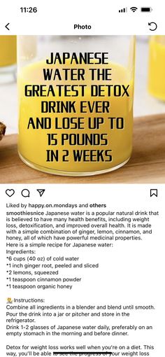 Instant Debloat Drink, Diy Pre Workout Drink, Japanese Water Recipe, Ozempic Drink Recipe, Miralax Cleanse, Japanese Medicine, Soup Cleanse, Healthy Juicer Recipes