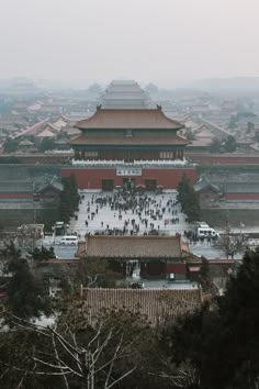 an aerial view of the forbidden city in china